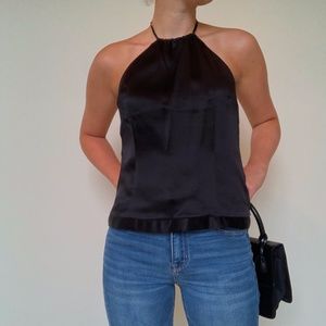 Liquid Black Silk Halter Top